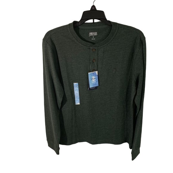 Izod Saltwater Henley Long Sleeve Shirt S Deep Forest - Picture 1 of 9